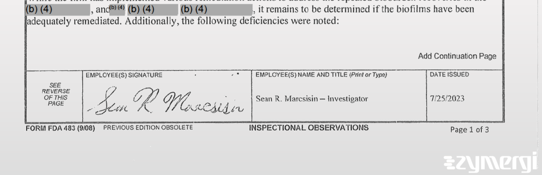 Sean R. Marcsisin FDA Investigator 