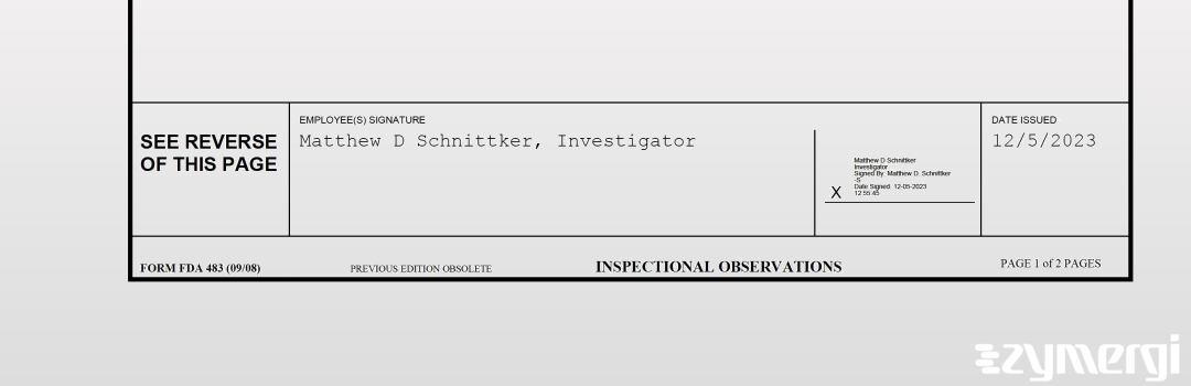 Matthew D. Schnittker FDA Investigator
