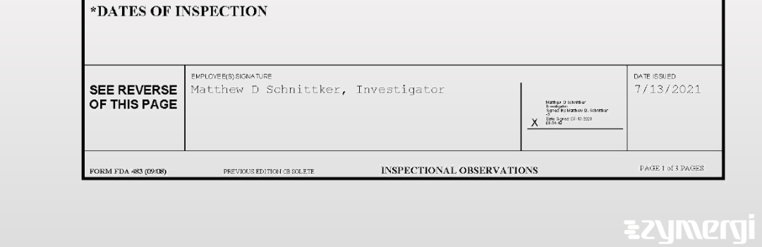 Matthew D. Schnittker FDA Investigator 