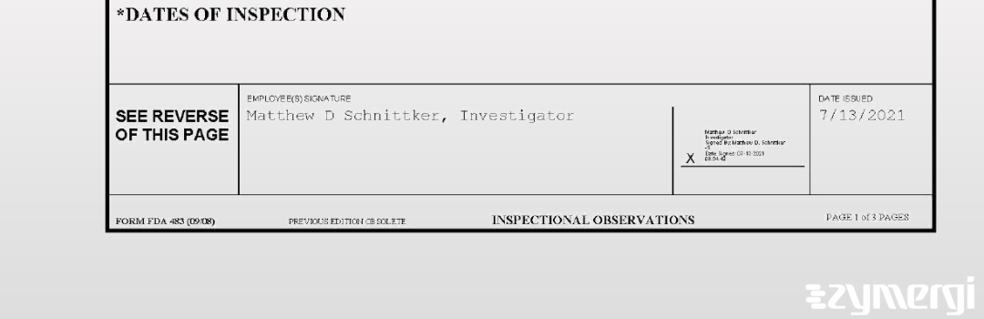 Matthew D. Schnittker FDA Investigator