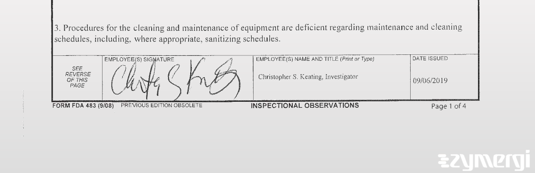 Christopher S. Keating FDA Investigator 