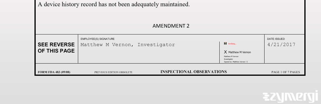 Matthew M. Vernon FDA Investigator 