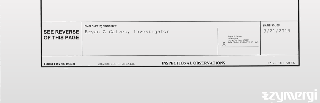 Bryan A. Galvez FDA Investigator 