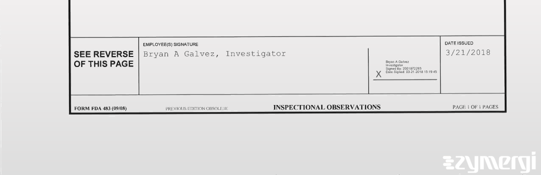 Bryan A. Galvez FDA Investigator