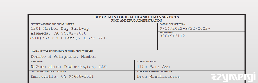 FDANews 483 NuGeneration Technologies, LLC Sep 22 2022 top