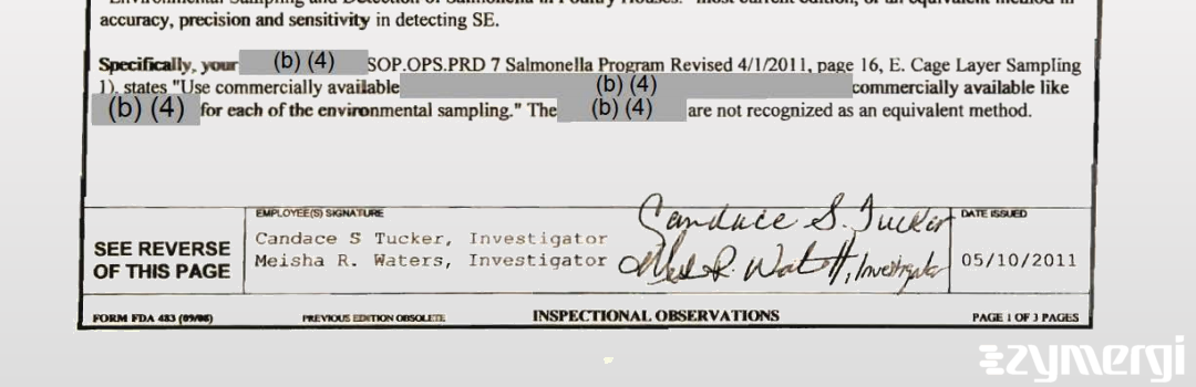 Meisha R. Waters FDA Investigator Candace S. Tucker FDA Investigator