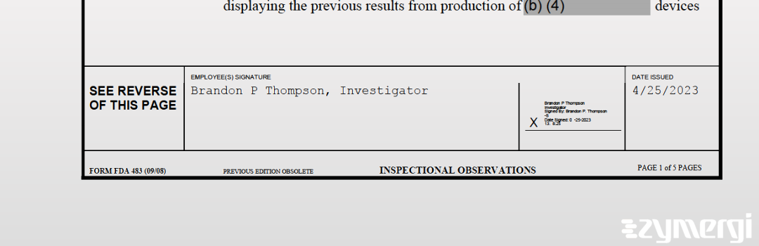 Brandon P. Thompson FDA Investigator 