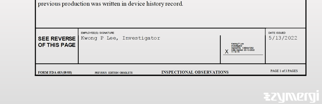 Kwong P. Lee FDA Investigator