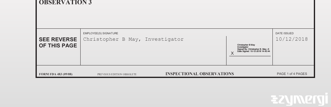 Christopher B. May FDA Investigator 