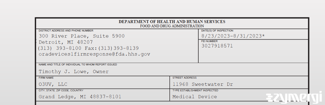 FDANews 483 O3UV, LLC Aug 31 2023 top