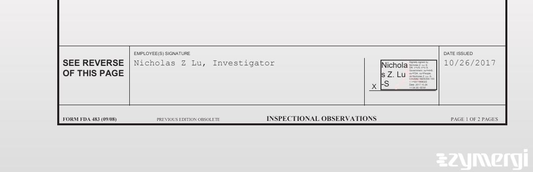 Nicholas Z. Lu FDA Investigator