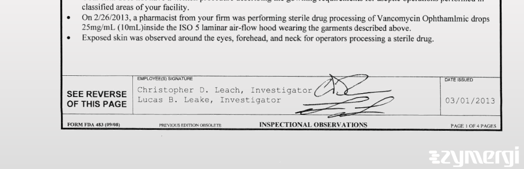 Christopher D. Leach FDA Investigator Lucas B. Leake FDA Investigator 