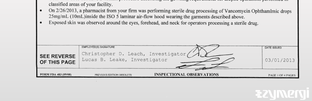 Christopher D. Leach FDA Investigator Lucas B. Leake FDA Investigator