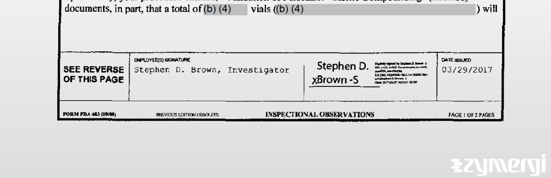 Stephen D. Brown FDA Investigator 