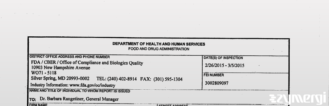 FDANews 483 Octapharma Pharmazeutika Produktions GmbH Mar 5 2015 top