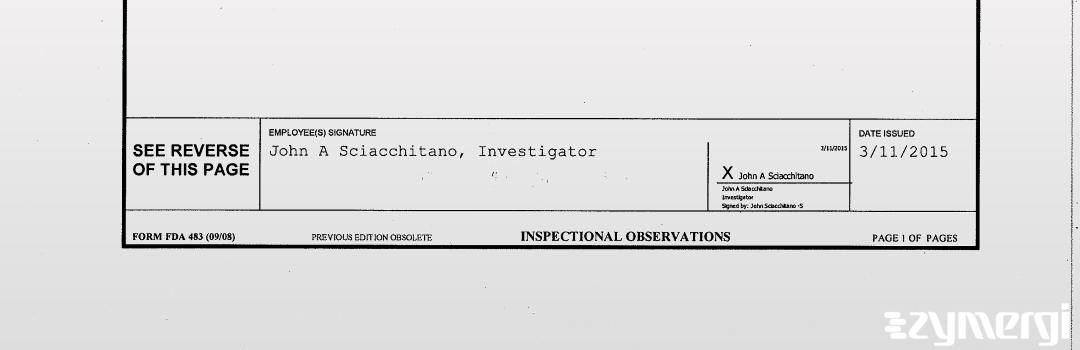 John A. Sciacchitano FDA Investigator 