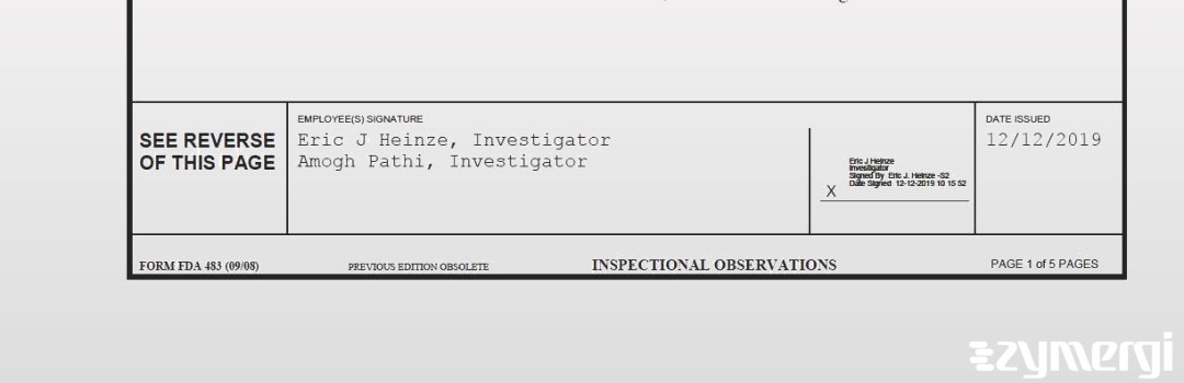 Eric J. Heinze FDA Investigator Amogh Pathi FDA Investigator 