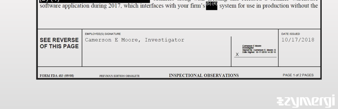 Camerson E. Moore FDA Investigator 