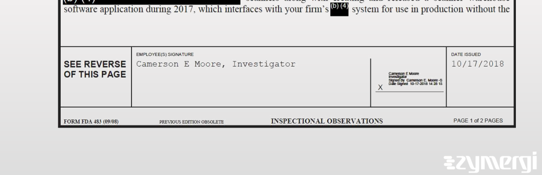 Camerson E. Moore FDA Investigator