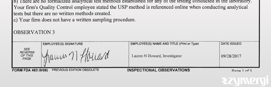 Lauren N. Howard FDA Investigator 