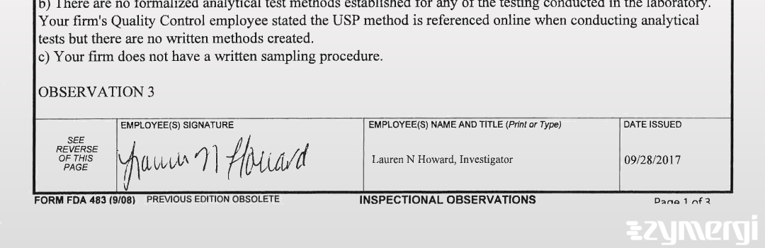Lauren N. Howard FDA Investigator