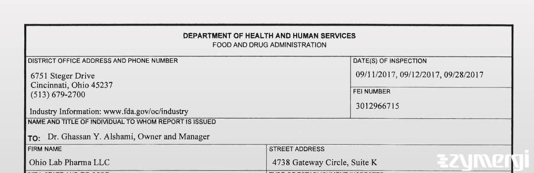 FDANews 483 Ohio Lab Pharma Sep 28 2017 top