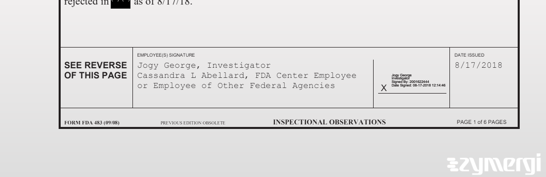 Jogy George FDA Investigator Cassandra L. Abellard FDA Investigator 