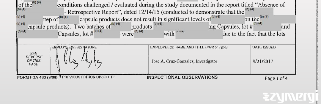 Jose A. Cruz Gonzalez FDA Investigator Cruz Gonzalez, Jose A FDA Investigator 