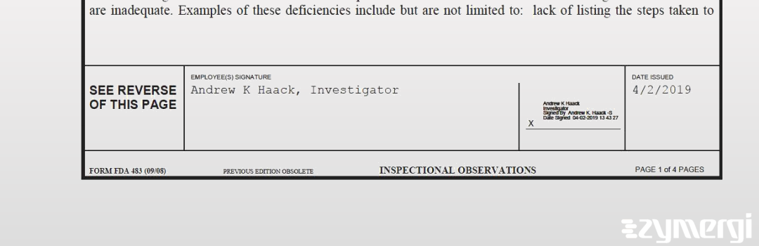 Andrew K. Haack FDA Investigator 