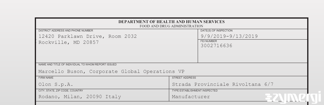 FDANews 483 Olon S.p.A. Sep 13 2019 top