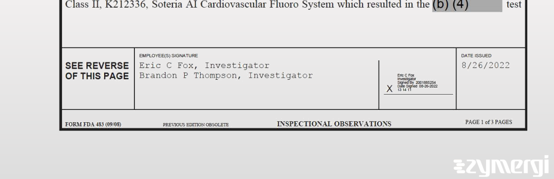 Eric C. Fox FDA Investigator Brandon P. Thompson FDA Investigator 