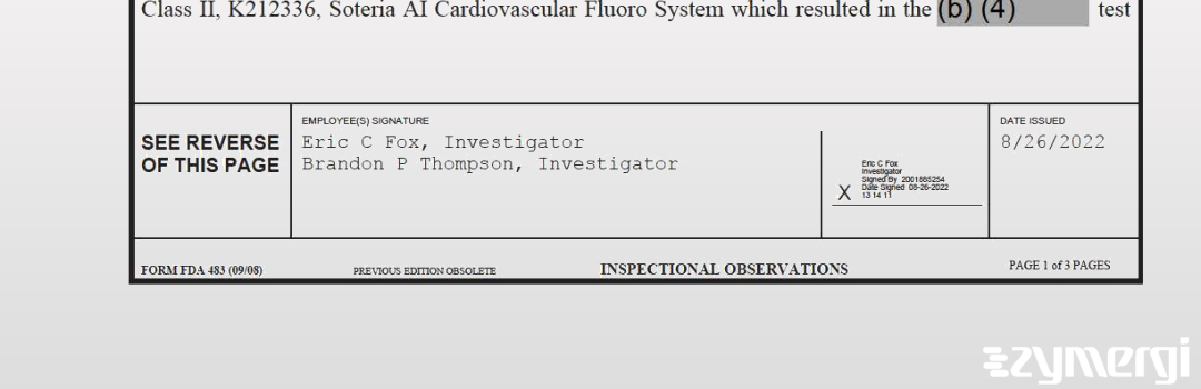 Eric C. Fox FDA Investigator Brandon P. Thompson FDA Investigator
