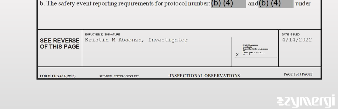 Kristin M. Abaonza FDA Investigator 