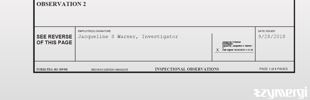 Jacqueline S. Warner FDA Investigator 