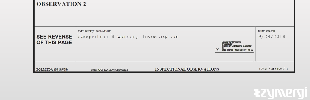 Jacqueline S. Warner FDA Investigator