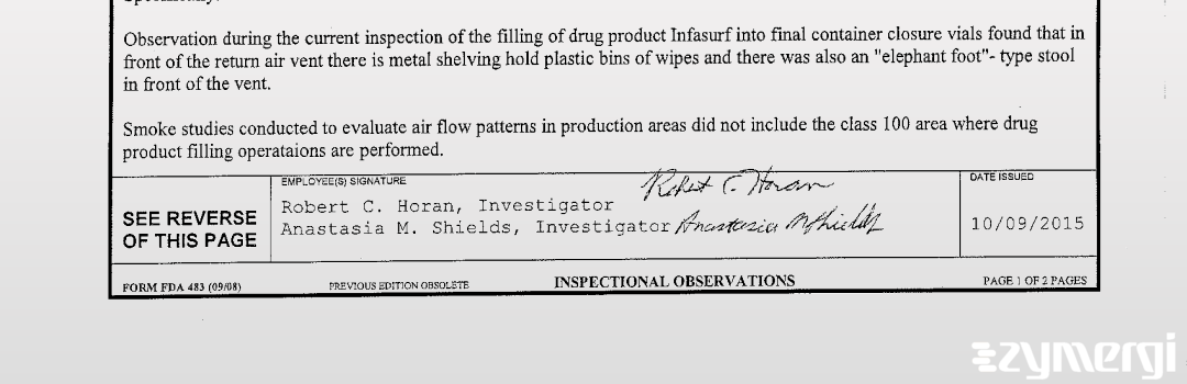 Anastasia M. Shields FDA Investigator Robert C. Horan FDA Investigator 