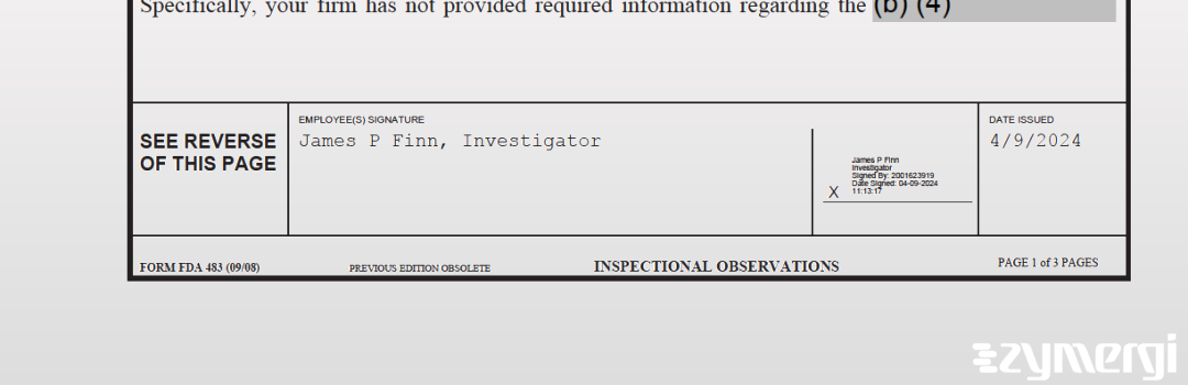 James P. Finn FDA Investigator