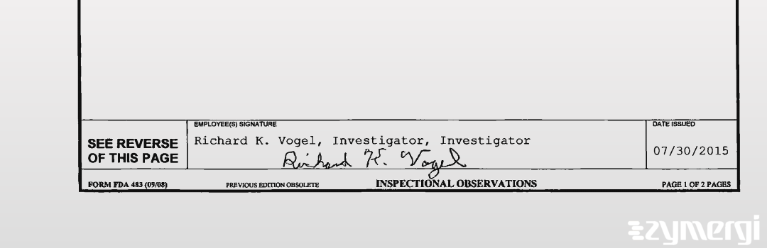 Richard K. Vogel FDA Investigator