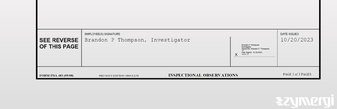 Brandon P. Thompson FDA Investigator 