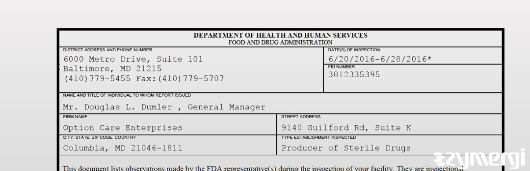 FDANews 483 Option Care Jun 28 2016 top