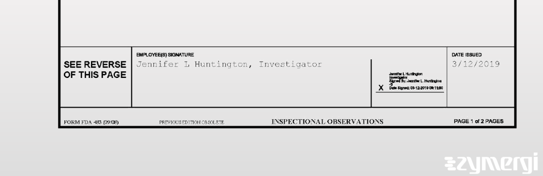 Jennifer L. Huntington FDA Investigator 