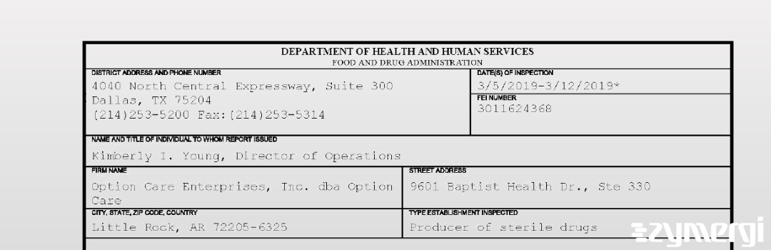 FDANews 483 Option Care Enterprises, Inc. dba Option Care Mar 12 2019 top