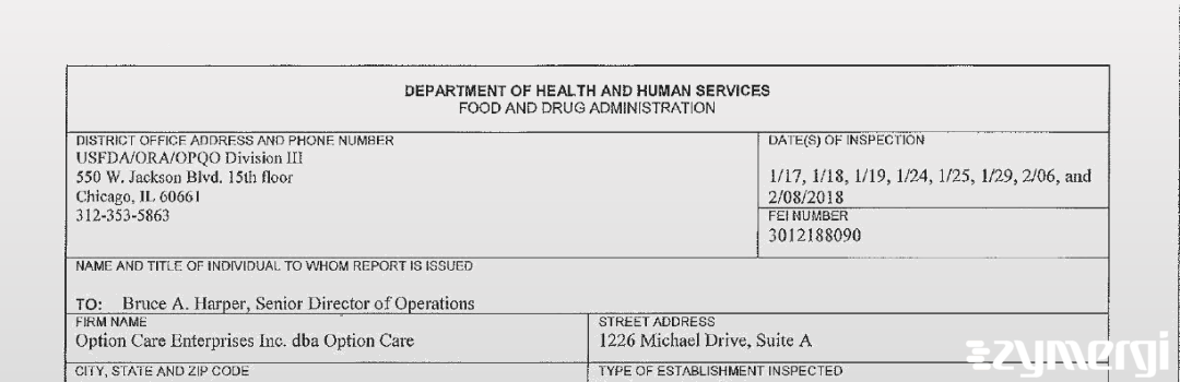 FDANews 483 Option Care Enterprises dba Option Care Feb 8 2018 top