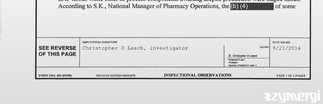 Christopher D. Leach FDA Investigator 