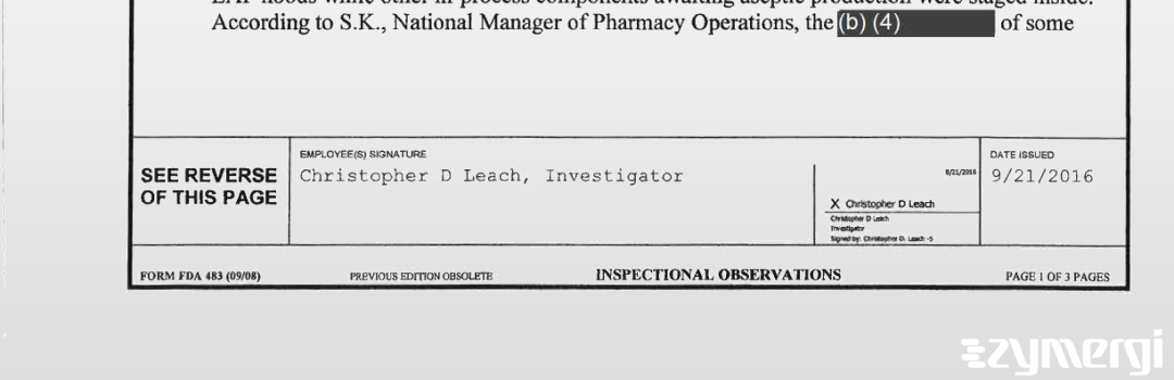 Christopher D. Leach FDA Investigator 