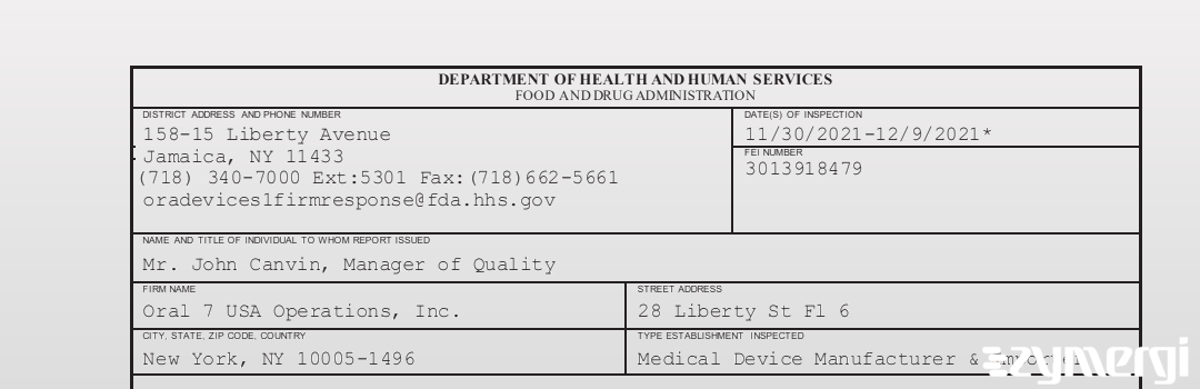 FDANews 483 Oral 7 USA Operations, Inc. Dec 9 2021 top