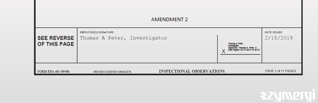 Thomas A. Peter FDA Investigator Medical Device Specialist 