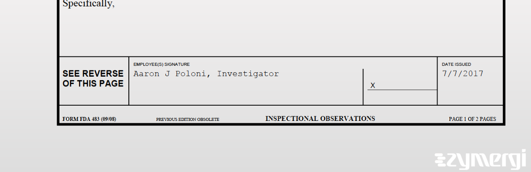 Aaron J. Poloni FDA Investigator 