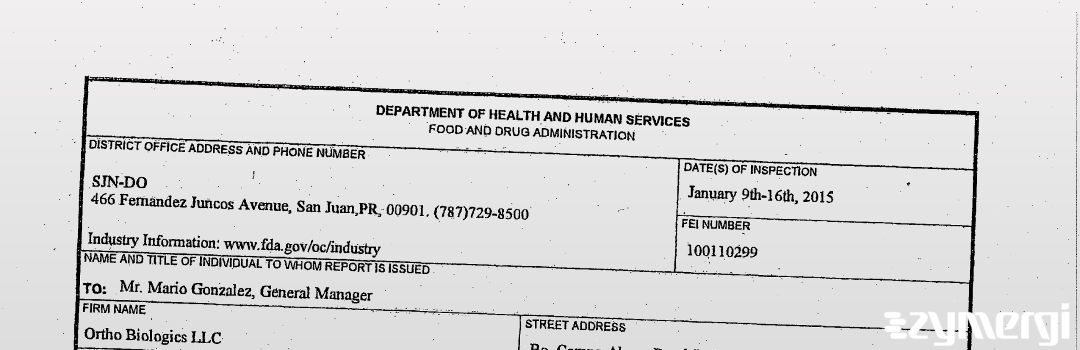 FDANews 483 Ortho Biologics, LLC Jan 16 2015 top