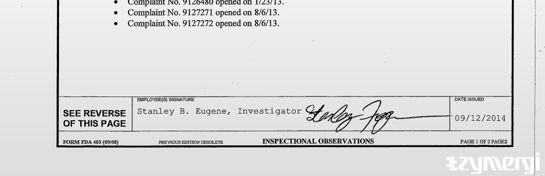 Stanley B. Eugene FDA Investigator